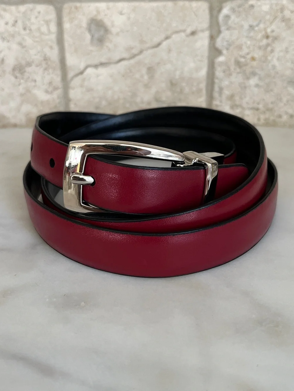 Brighton Reversible Black and Red Leather Belt